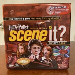 Harry Potter Scene It? Deluxe Edition DVD Board Game Metal Box Nearly Complete